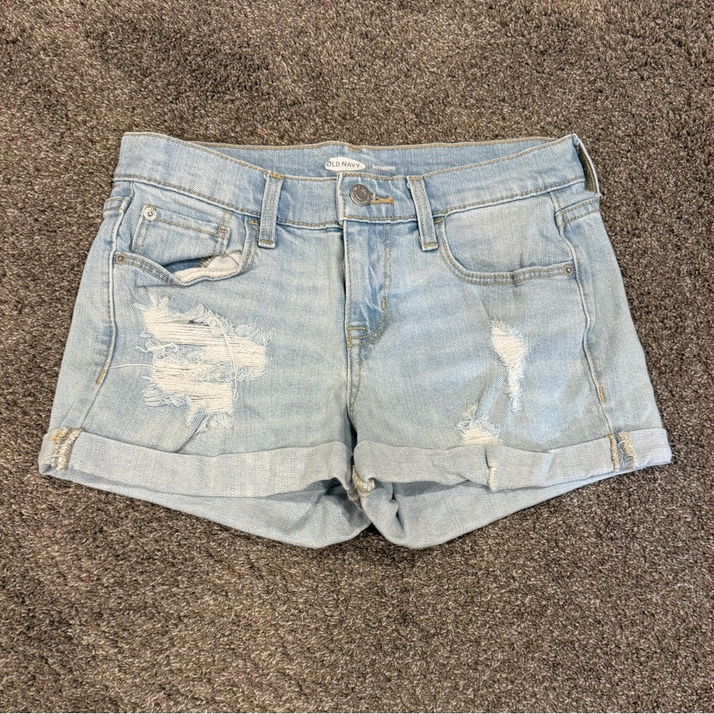 Old Navy Light Blue Distressed Boyfriend Jean Shorts